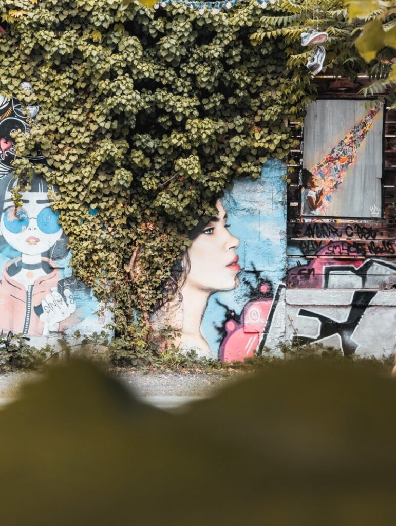 Darwin Ecosystem Bordeaux Grafitti Frau mit Pflanze als Haare