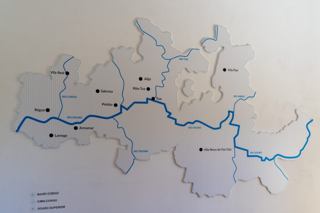 3 Teilgebiete des Douro-Tals auf der Karte