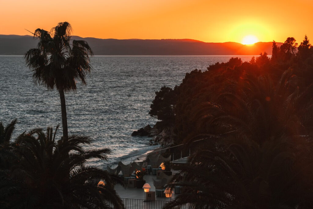Sonnenuntergang von der Terrasse des Jadran Bluesun Hotel